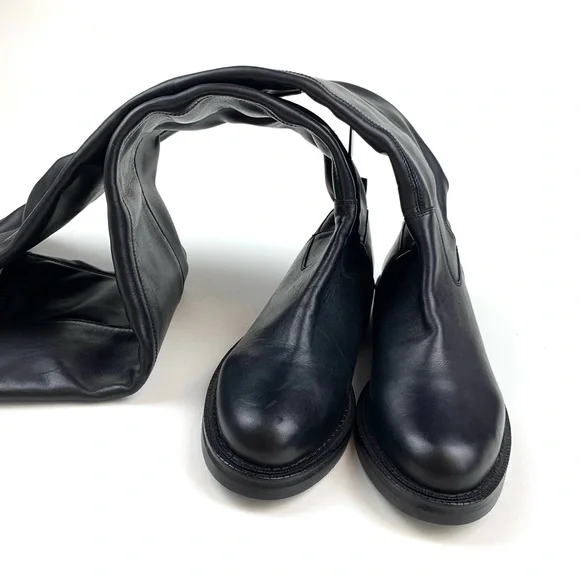 Sam Edelman Narisa Over The Knee Boots Black Leather Low Heel Classic! Size 6.5 - Picture 5 of 9